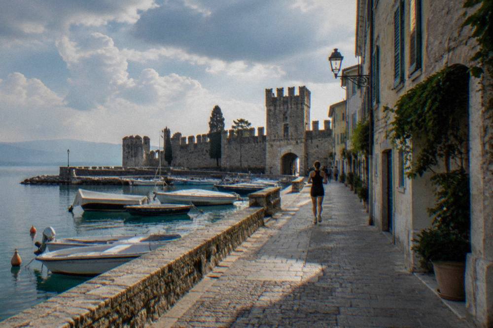 A quiet lane inside the walled old town of Lazise