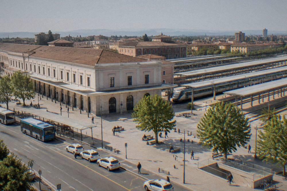 A regional train standing at a platform of Verona Porta Nuova station