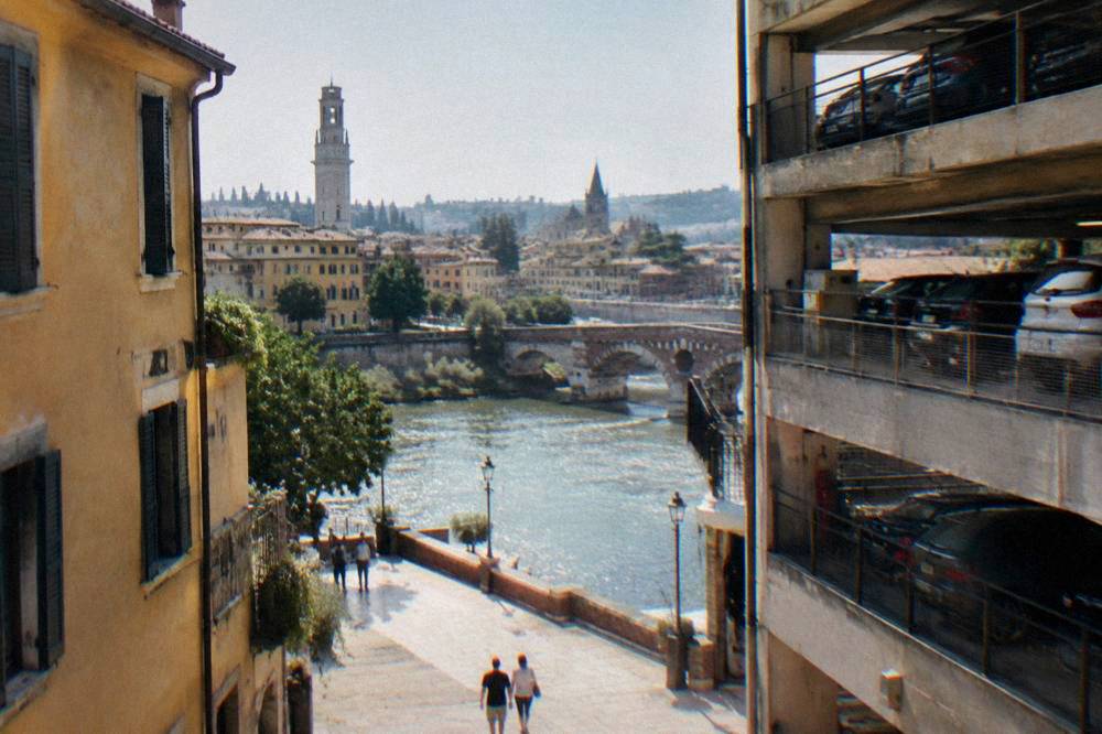 Cars parked in a multi-storey garage near Verona's historic centre